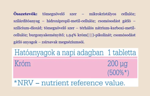 Olimp Labs Króm Aktív 200 mcg - Gyors anyagcsere, fogyás 60 Tabletta