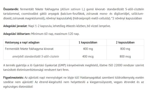 Natur Tanya Fermentált Fekete Fokhagyma 800 mg 30 Kapszula
