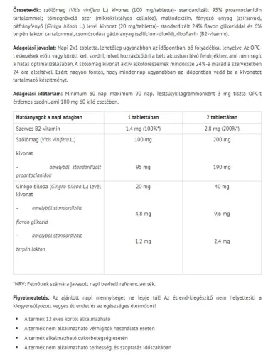 Natur Tanya Szerves Szőlőmag És Ginko Biloba 70 Tabletta