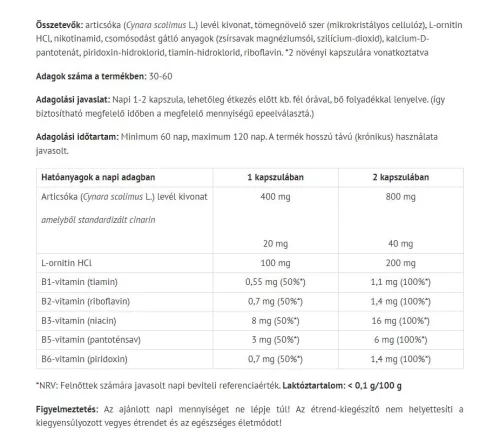 Natur Tanya Vegán Articsóka 60 Kapszula
