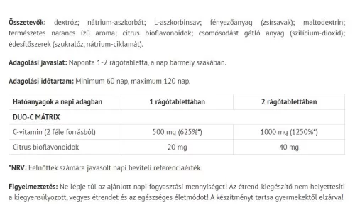 Natur Tanya Szerves C 500 100 Rágótabletta