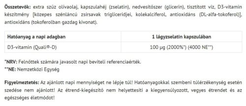 Natur Tanya Oliva D3-Vitamin - 4000 NE 50 Lágykapszula