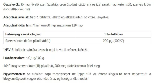 Natur Tanya Szerves Króm 60 Tabletta