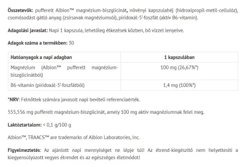 Natur Tanya Vegán Magnézium + Aktív B6 30 Kapszula