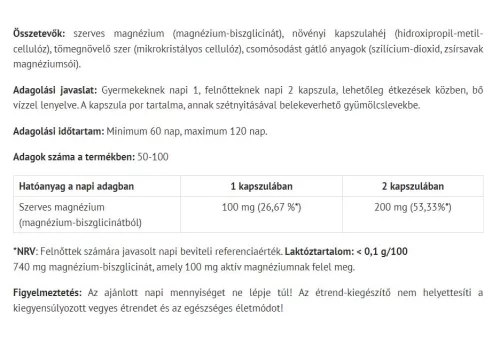 Natur Tanya Magnézium-Biszglicinát 90+10 Kapszula