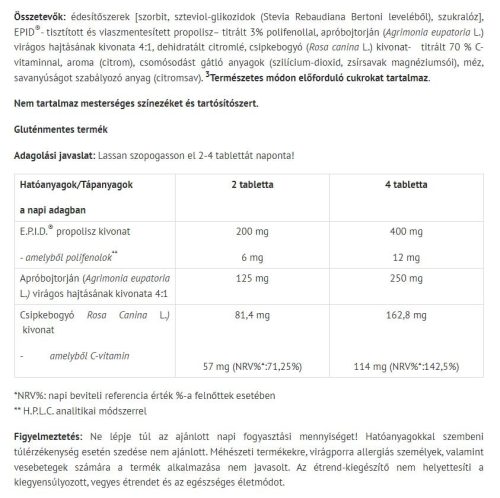 Natur Tanya S. EPID Propoliszos Szopogatós Tabletta C-Vitaminnal 20 db