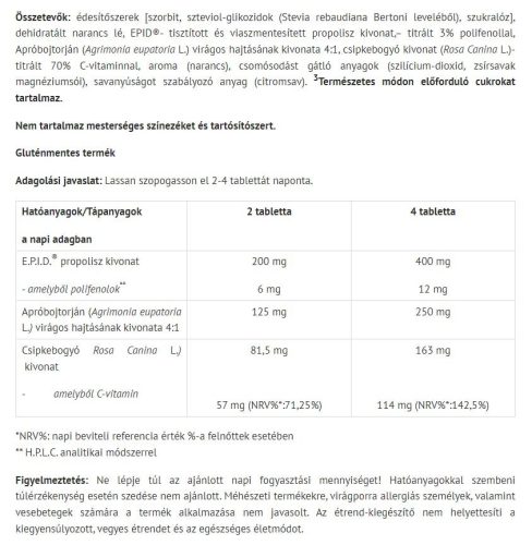 Natur Tanya S. EPID Propoliszos Szopogatós Tabletta C-Vitaminnal 20 db