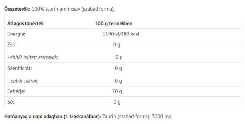 Natur Tanya 100% TAURIN POR - adalékanyagmentes 500 g