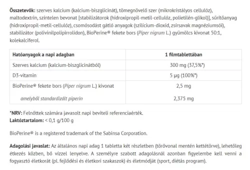 Natur Tanya Kalcium-Biszglicinát 60 Tabletta