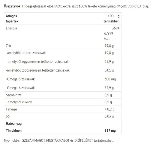 Natur Tanya 100% Fekete Köménymag Olaj 50 ml