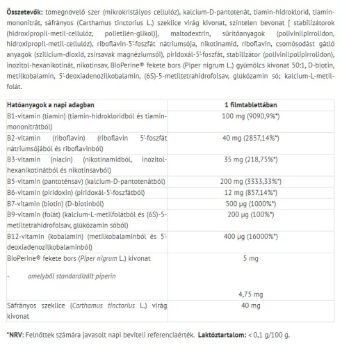 Natur Tanya B-Komplex Extra - 14 féle B-vitamin forma 30 Tabletta