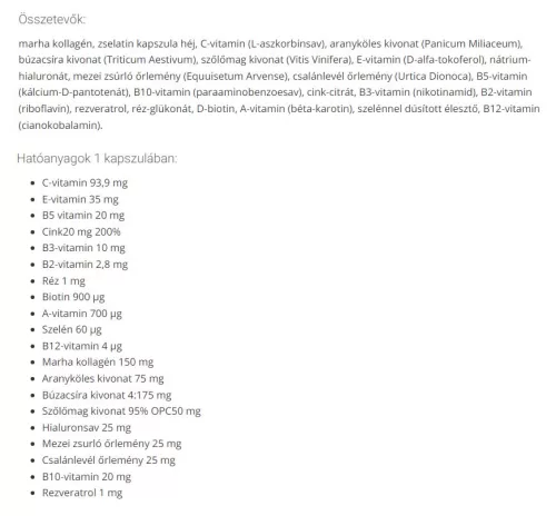 USA medical Hair&Beauty - Hajvitamin Kapszula Hialuronnal, Kollagénnel és Biotinnal 60 Kapszula
