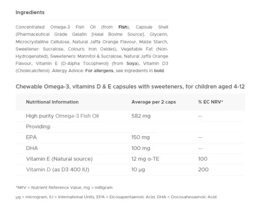 Vitabiotics Wellkid Omega-3 Chewable 60 Kapszula