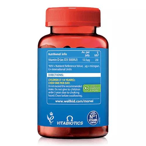 Vitabiotics Wellkid Marvel Vitamin D Gummies - D-vitaminos Gumicukor Gyerekeknek 50 Gumicukor