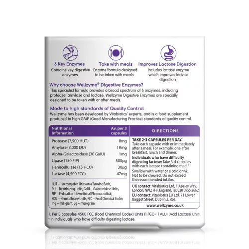 Vitabiotics Wellzyme Digestive Enzymes 60 Kapszula