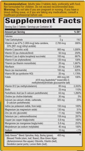 Nature's Way Alive!® Max3 Daily Multivitamin Without Iron 90 Tabletta