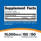Nutricost Biotin with Coconut Oil 10.000 mcg 150 Lágykapszula