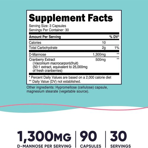 Nutricost D-Mannose with Cranberry Extract for Women 1300 mg 90 Kapszula