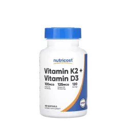   Nutricost Vitamin K2 (MK7) (100 mcg) + Vitamin D3 (5000 NE) 120 Lágykapszula