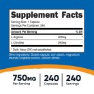 Nutricost L-Arginine L-Citrulline Complex Capsules 240 Kapszula