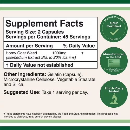 Double Wood Supplements Horny Goat Weed - Püspöksüveg 90 Kapszula