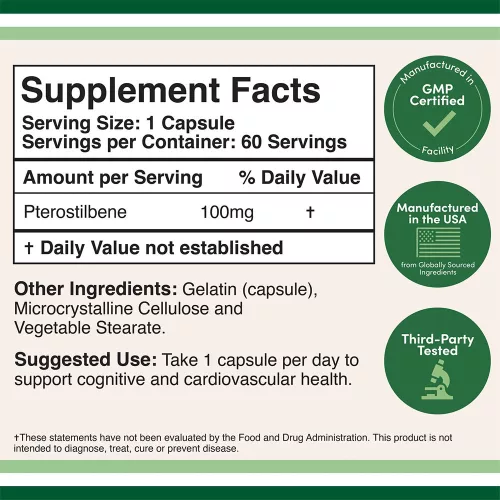 Double Wood Supplements Pterostilbene 60 Kapszula