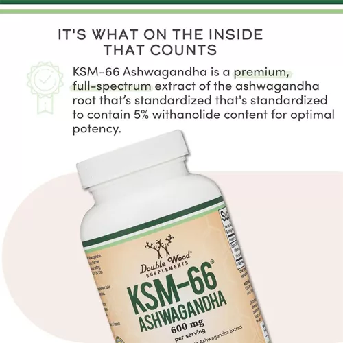 Double Wood Supplements KSM-66 Ashwaganda 600 mg 120 Kapszula