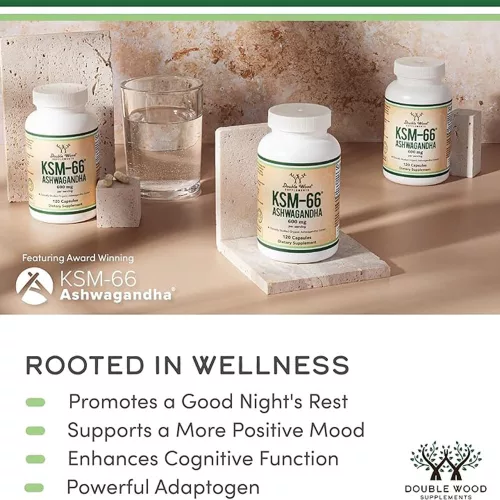 Double Wood Supplements KSM-66 Ashwaganda 600 mg 120 Kapszula