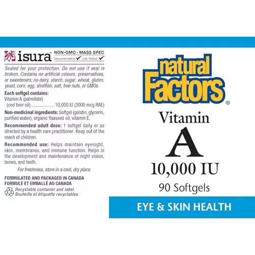 Natural Factors Vitamin A 10,000 NE 90 Lágykapszula