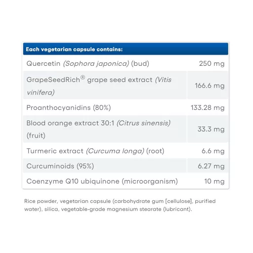 Natural Factors Quercetin komplex szőlőmaggal, kurkumával és COQ10-zel 90 Veggie Kapszula