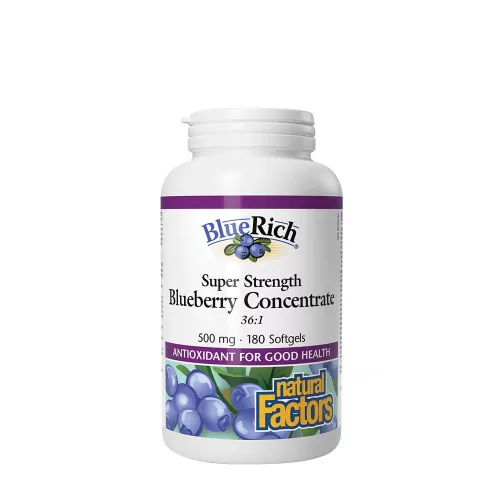 Natural Factors Super Strength Blueberry Concentrate 500 mg 180 Lágykapszula