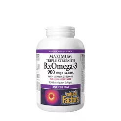   Natural Factors RxOmega-3 with Vitamin D3 Maximum Triple Strength 900 mg 150 Lágykapszula