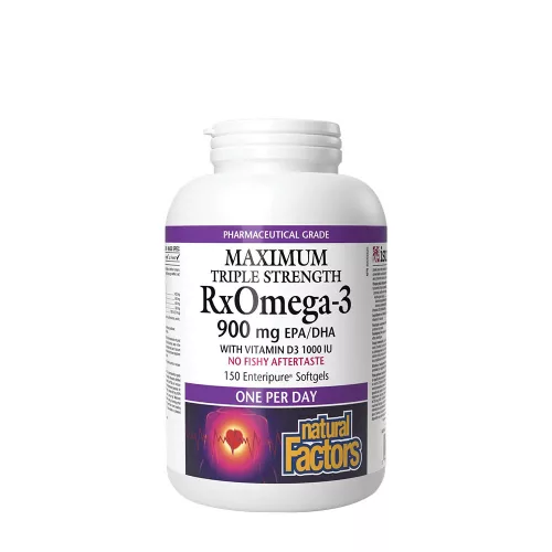 Natural Factors RxOmega-3 with Vitamin D3 Maximum Triple Strength 900 mg 150 Lágykapszula