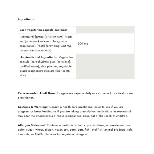 Natural Factors ResveratrolRich Super Strength Resveratrol koncentrátum 500 mg 60 Veggie Kapszula