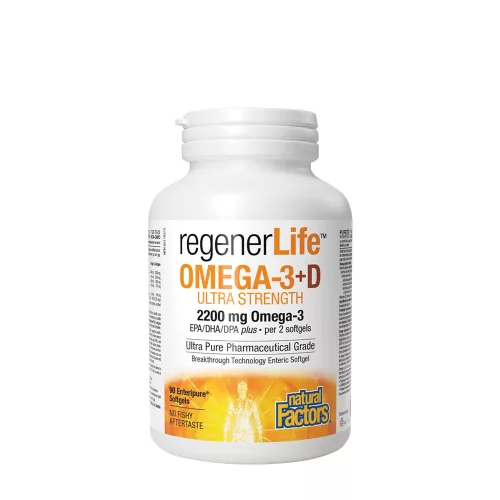Natural Factors RegenerLife Omega-3+D Ultra Strength 2200 mg / 1000 IU 90 Kapszula
