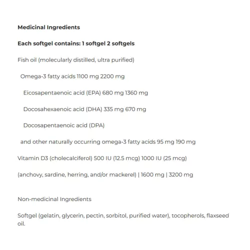 Natural Factors RegenerLife Omega-3+D Ultra Strength 2200 mg / 1000 IU 90 Lágykapszula