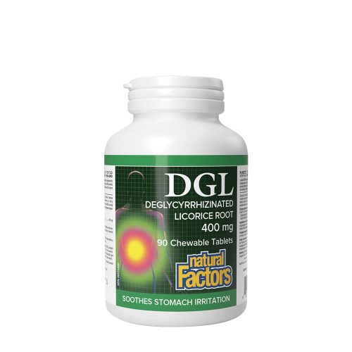 Natural Factors DGL Deglycyrrhizinated Licorice Root 400 mg 90 Rágótabletta