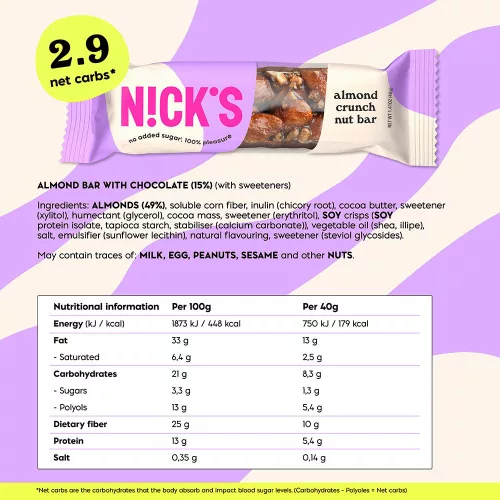 Nick's Vegán Mandulás Szelet 40 g