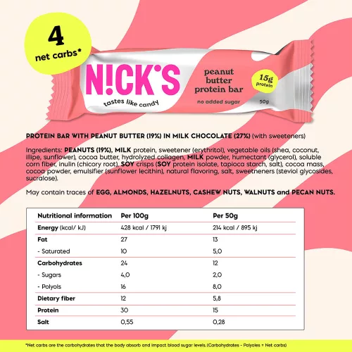 Nick's Mogyoróvajas Proteinszelet 50 g