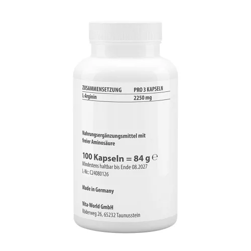 Vitaworld L-Arginin 750 mg 100 Kapszula