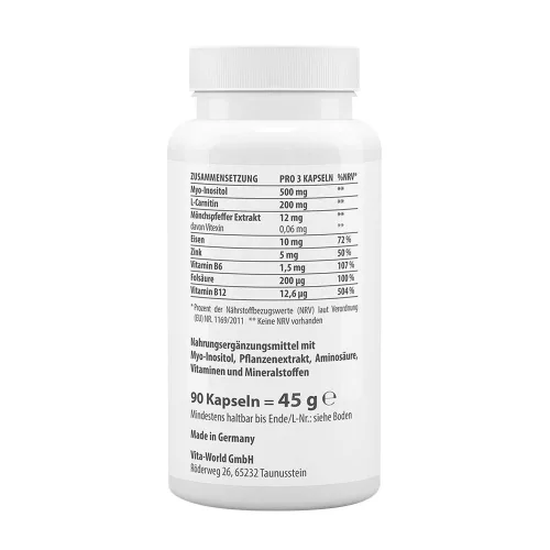 Vitaworld Mio-inozitol + barátcserje komplex 90 Kapszula
