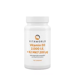 Vitaworld Vitamin D3 2000 NE + K2 MK7 200 mcg 120 Tabletta