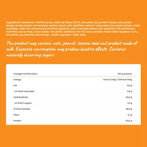 Cerbona Étcsokoládés-Málnás Protein Zabszelet 40 g
