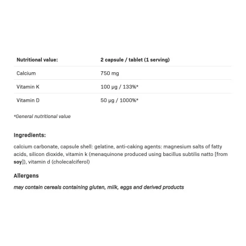Allnutrition Kalcium D3 + K2 90 Kapszula