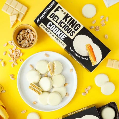 Allnutrition Fitking Cookie Fehércsokoládé Mogyorós Krémes Keksz 128 g