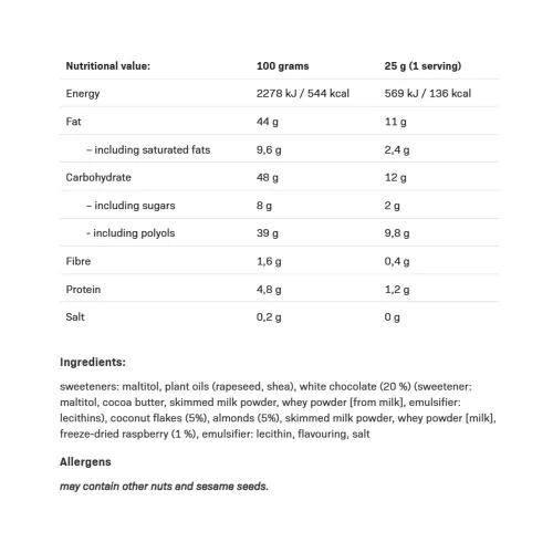 Allnutrition NUTLOVE Fehércsoki Krém Málnával 500 g