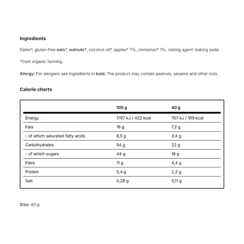 Vilgain BIO Energy Cookie Alma Fahéjjal 40 g