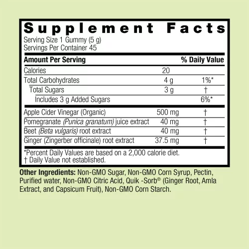 Nature's Answer Apple Cider Vinegar & Ginger Gummies - Almaecet és Gyömbér Gumicukor 45 Gumicukor