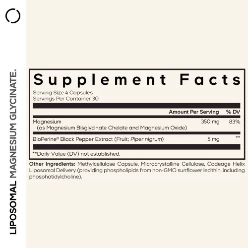 Codeage Liposomal Magnesium Glycinate Capsules - Liposzómás Magnézium-glicinát Kapszulák 120 Kapszula