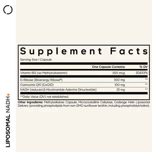 Codeage Liposomal NADH+ - Liposzómás NADH+ 60 Kapszula